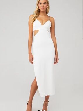 Bardot White Cutout Maxi Dress with Spaghetti Straps